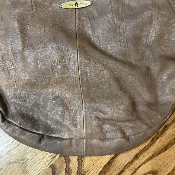 LUCKY BRAND ROBERTSON CONVERTIBLE HOBO TAUPE BROWN LEATHER PURSE BAG BOHO - Picture 3 of 11
